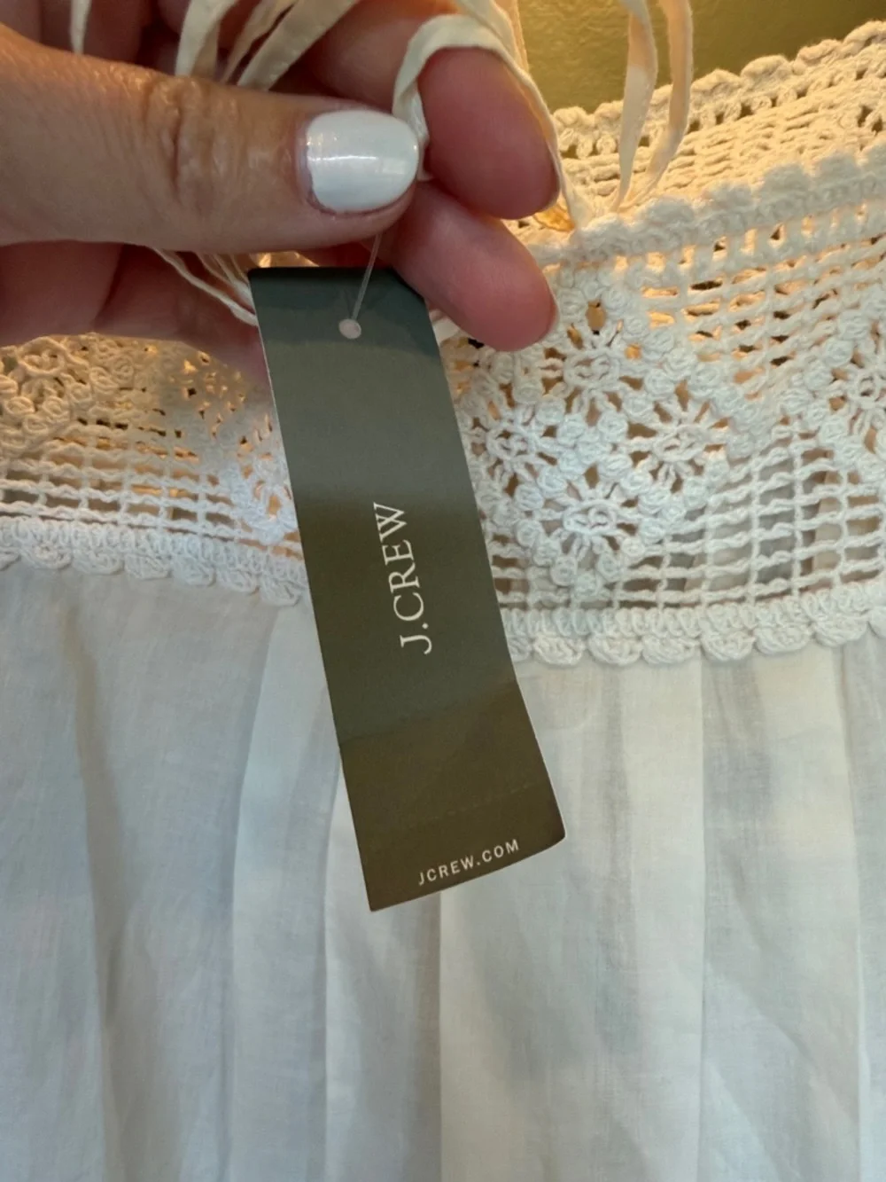 J. Crew White Crochet Yoke Cotton dress or coverup
